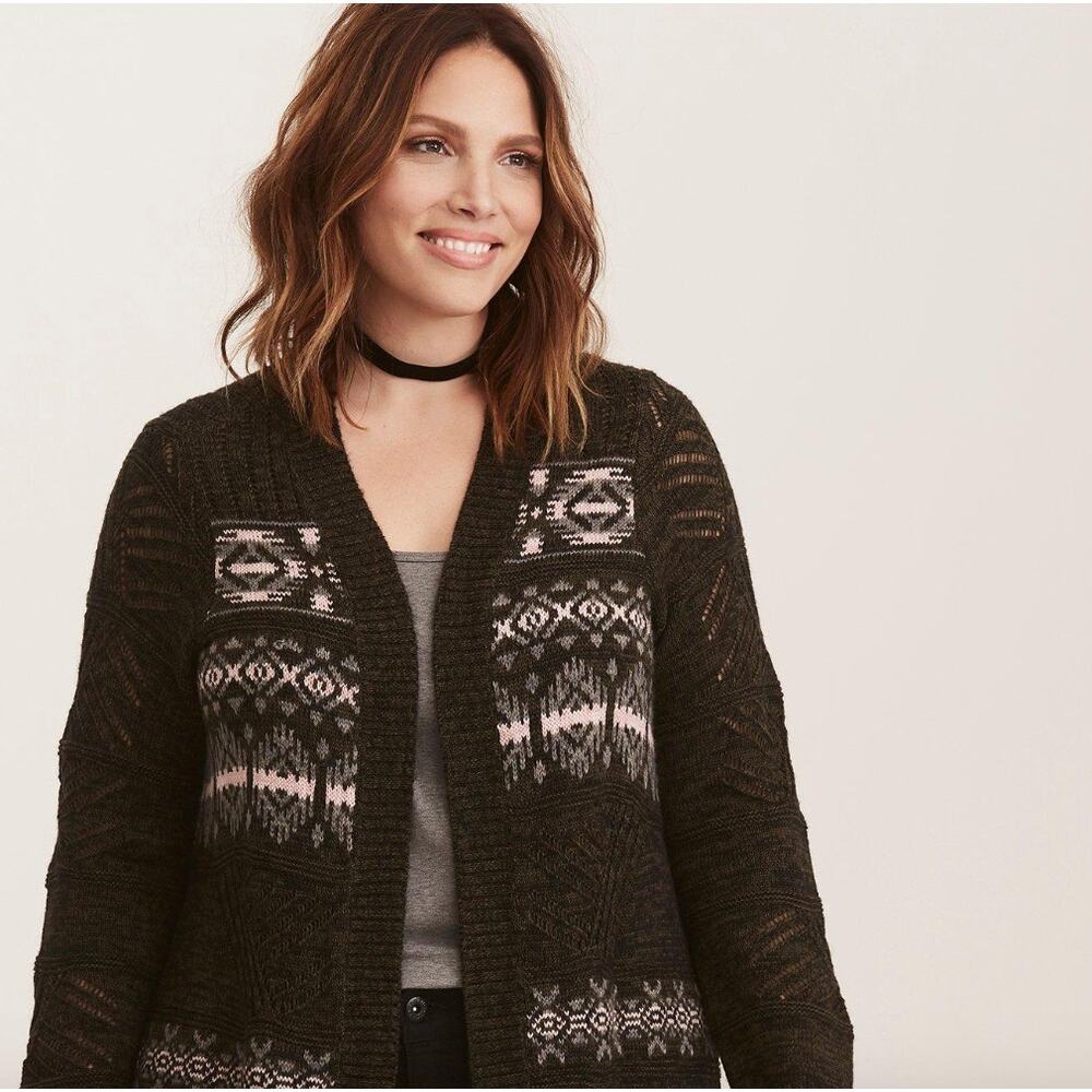 Torrid Multi-Color Geometric Pattern Green Pink O… - image 3